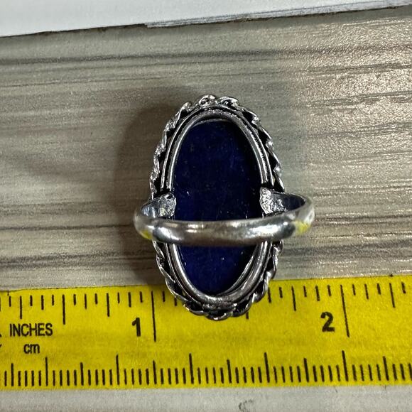 Lapus blue semi precious gemstone ring size 8.5 stamp 925 silver plated handmade - Picture 4 of 4